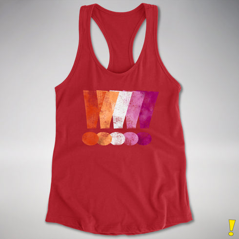 Distressed Lesbian Pride Graphic Exclamation Points Women's Racerback - Red
